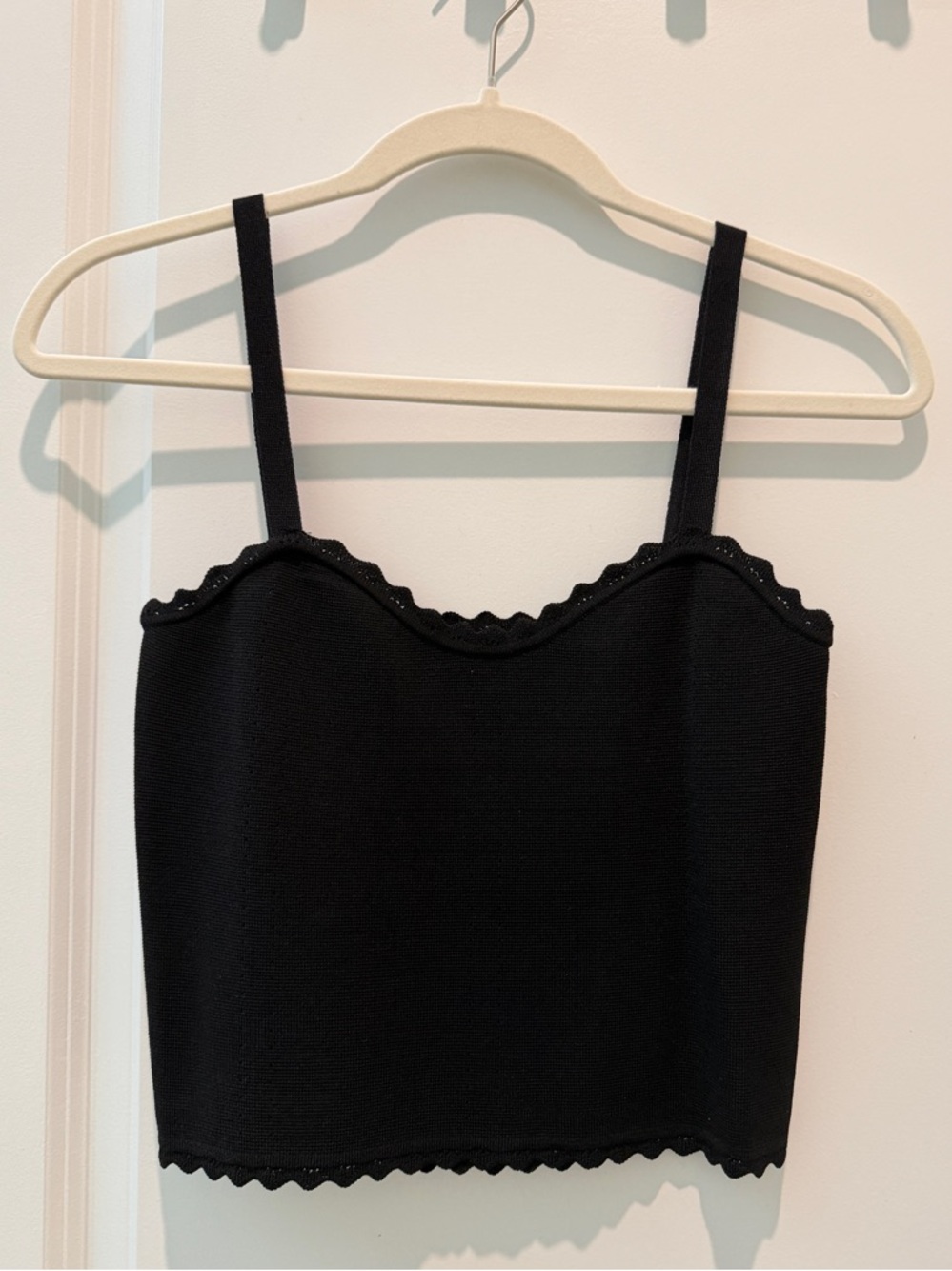 Black Scallop-Edge Cami Top